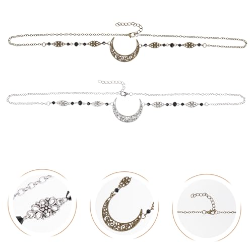 BESTYASH 2 Stück Teiliges Vintage Haarkette mit Mondmuster Kreative Braut Kopfschmuck Filigrane Haarkette Damen Eleganter Schmuck für Hochzeiten Partys und Besondere Anlässe von BESTYASH