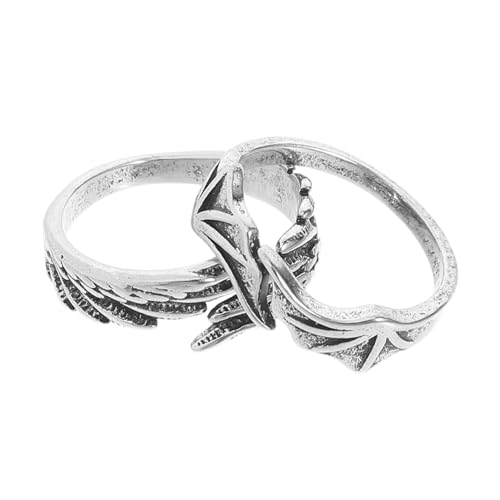 BESTYASH 2 Stück Verstellbarer Flügel Open Ring Vintage Angel Bat Wing Design Unisex Schmuck für Party Modischer Finger Dekoring für Damen und Herren von BESTYASH