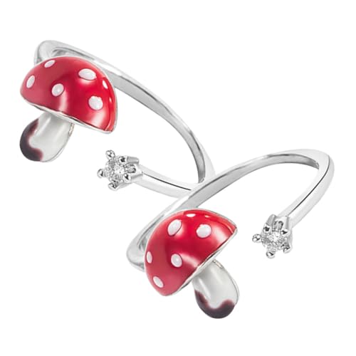 BESTYASH 2 Stück Verstellbares Pilz Fingerring Damen Trendiger Ästhetischer Modeschmuck Für Frauen Und Teenager Offener Verstellbarer Ring Für Individuellen Stil von BESTYASH