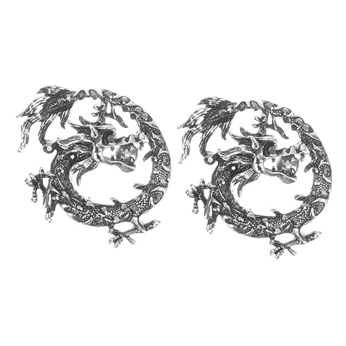 BESTYASH 2 Stück Vintage Chinesische Drachenbrosche für Kleidung Robuste Anstecknadel Extravaganter Schmuck für Männer für Anzüge Hüte und Schals von BESTYASH