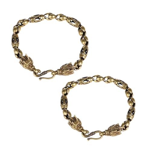 BESTYASH 2 Stück Vintage Dragon Armband Teiliges Set Antikes Bronze Cuff Manschette Unisex Chinesisches Drachen Schmuckstück Zeitloses Design für Herren und Damen von BESTYASH