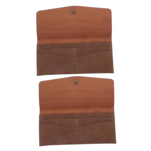 BESTYASH 2 Stück Vintage PU Bifold Geldbörse Kartenetui mit RFID Schutz Kompakt Multifach für Damen und Herren Robustes Portmonee für Alltag und Reisen Braun von BESTYASH