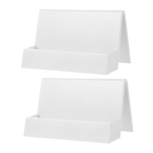 BESTYASH 2 Stück Visitenkartenhalter Weiß Kreatives Design Büro Schreibtisch Organizer Business Card Display Holder Memo Kartenständer Platzsparend Modern von BESTYASH