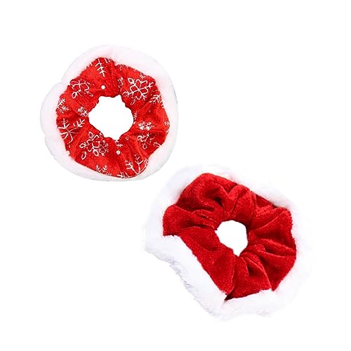 BESTYASH 2 Stück Weihnachtliche Haargummis aus und Weißem mit Schneeflockenmotiv Weiche Haarschleifen für Damen Festliche Party Haarbänder Stilvolle Haarbindung für Weihnachten von BESTYASH
