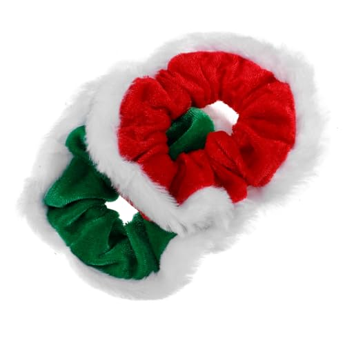 BESTYASH 2stücke Weihnachts-haargummis Aus Samt Elastische Scrunchies Kuscheligen Kanten Für Frauen Und Mädchen Haaraccessoires Für Festliche Anlässe Und Feiern von BESTYASH