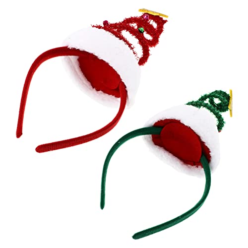 BESTYASH 2 Stück Weihnachts Stirnbänder Festliche Haarreifen mit Drehmechanismus Grün und Rot für Erwachsene Haaraccessoires für Partys und Feiern von BESTYASH