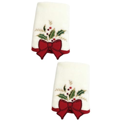 BESTYASH 2 Stück Weihnachtstücher Gast Gesicht Weihnachtshandtücher Für Das Badezimmer Handtuch Weihnachtliches Waschtuch Spa Weihnachten Bestickt Handtücher Baumwolle von BESTYASH
