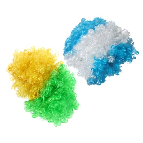 BESTYASH 2stücke Afro Perücke Im Argentinien Flaggenfarben Für Fußballfans Lustige Kostümperücken Für Bühnenauftritte Und Feiern Für Erwachsene Und Clowns von BESTYASH