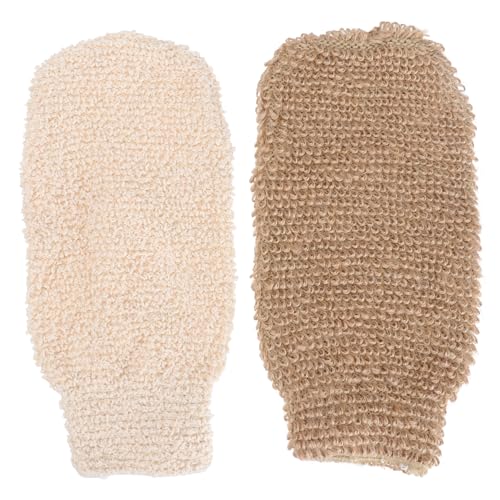 BESTYASH 2er-pack Peeling-badehandschuhe Duschreinigungshandschuhe Zum Schrubben Jute-rückenreibhandschuhe Badetücher Für Die Familie von BESTYASH