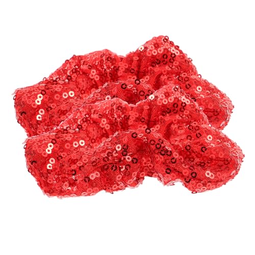 BESTYASH 2 Stücke Weihnachts Haargummis mit Pailletten Dehnbarer Haarring für Waschen Gesichts Buntes Haaraccessoire für Damen Rotes Design für Festliche Anlässe von BESTYASH