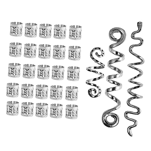 BESTYASH 28 Stück Metallringschmuck Haarring Band Zopfclip Haarschmuck Haarkreis Flechten Flechtenhaarzubehör Dreadlock -manschetten Dreads-accessoires Dreadlocks-schmuck Legierung Silber BESTYASH 28 Stück Metallringschmuck Haarring Band Zopfclip Haarschmuck Haarkreis Flechten Flechtenhaarzubehör Dreadlock -manschetten Dreads-accessoires Dreadlocks-schmuck Legierung Silber von BESTYASH