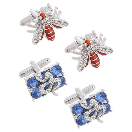 BESTYASH 2Paare Bienen Schlangen Manschettenknöpfe für Herren Dekorative Metall Manschettenknöpfe Stilvolle Anzugaccessoires Hochzeiten Besondere Anlässe von BESTYASH
