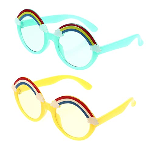 BESTYASH 2Paare Sonnenbrillen mit Cartoonhaftem Regenbogen Design Dekorative Brille für Sommer Augenschutz im Freien für Jahren von BESTYASH