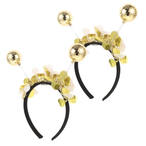 Goldene Laserball Haarreifen, 2er Set, Disco Stirnband Mit GläNzenden Punkten Und Pu-Material, Ideal FüR Karneval, Fasching von BESTYASH