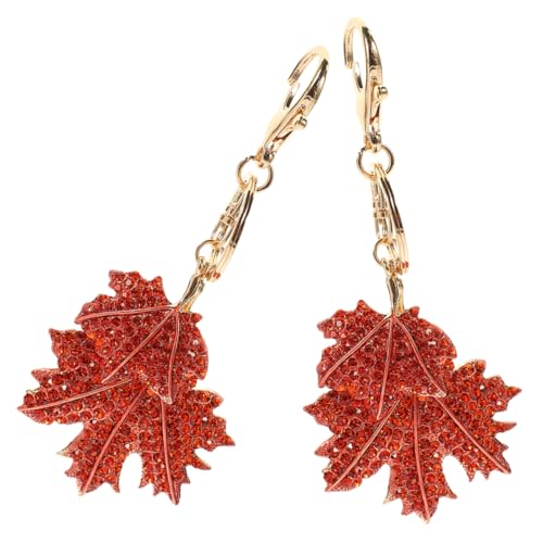 BESTYASH 2St Schlüsselanhänger Kleid Quaste Zubehör Stirnbänder Dekoration Dekorationen Metall Schlüsselbund Handtasche Anhänger Modeschlüsselkette Ahornblatt-Ring Zinklegierung Orange von BESTYASH