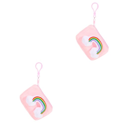 BESTYASH 2St Schlüsselanhänger kleingeldbörse verkleidungsaccessoires Key Chain kleingeldbeutel Geldbörse für Mädchen im Alter von 8-10 Jahren kleine mädchen geldbörse Münzbeutel Stoff Rosa von BESTYASH