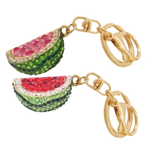 BESTYASH 2stücke Strass Wassermelone Schlüsselanhänger Bling Schlüsselring Taschenanhänger Cartoon Frucht Anhänger Für Schlüssel Auto Tasche Rucksack von BESTYASH