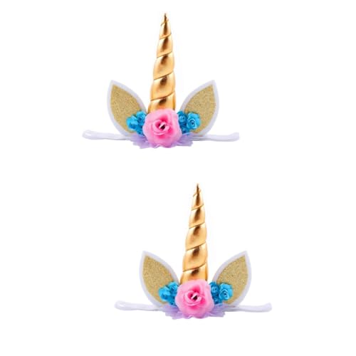 BESTYASH 2St elastisches Einhorn-Stirnband einhornhaarreif dehnbares -Stirnband - für Babys Golden von BESTYASH