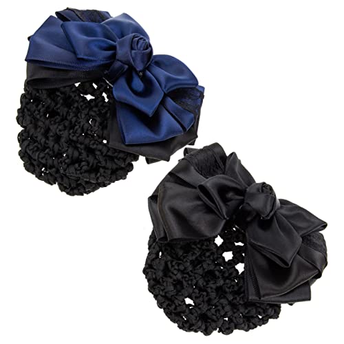 BESTYASH 2stücke Haarknoten-abdeckclip Mit Netz Für Frauen Haarknoten-haarnetzclip Bogen-verzierung Haar-accessoire Für Elegante Anlässe von BESTYASH