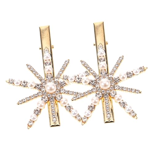 BESTYASH 2 Stück Schneeflocken Haarspangen Für Damen Mit Strass Und Perlen Dekorative Haarschmuck Für Weihnachten Und Besondere Anlässe Robust Und Leicht Für Frauen Und Mädchen von BESTYASH