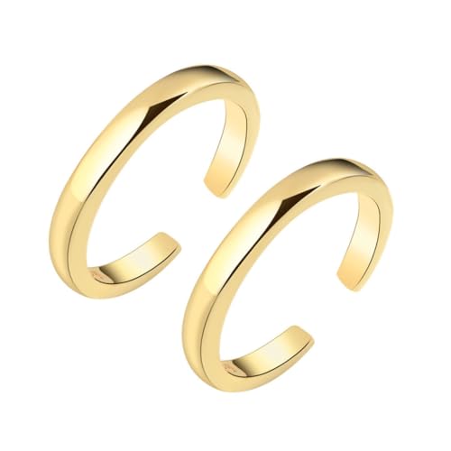 BESTYASH 2stücke Zehenringe Für Damen Verstellbare Ringe in Goldfarbe Offene Fingerringe Ringschmuck Mit Glatter Oberfläche Und Robusteren Materialien Bequemer Sitz Für Frauen Und von BESTYASH