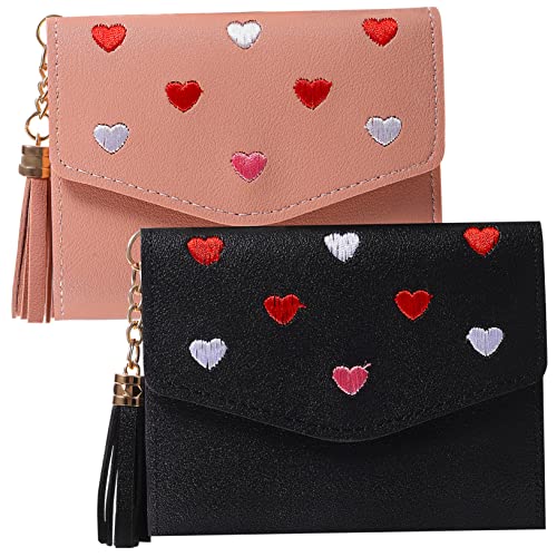 BESTYASH 2er Set Damen Geldbörsen Aus PU Mit Bestickten Herz Motiven Kleine Handtaschen Mit Kartenfächern Und Stauraum Und BESTYASH 2er Set Damen Geldbörsen Aus PU Mit Bestickten Herz Motiven Kleine Handtaschen Mit Kartenfächern Und Stauraum Und von BESTYASH
