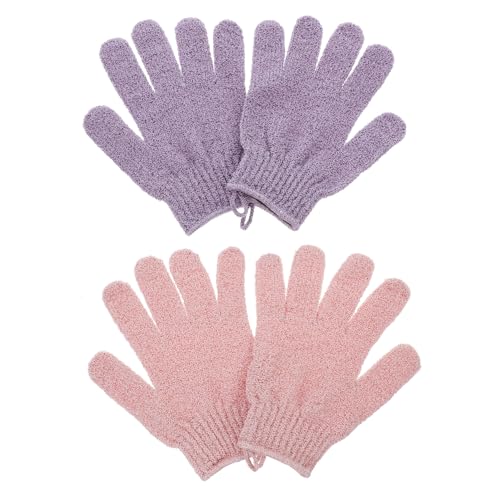 BESTYASH 2paare Dusch Peeling Handschuhe Für Herren Damen Badehandschuhe Mit Luffa Für Körper Peeling Spa Zubehör Für Dusche von BESTYASH