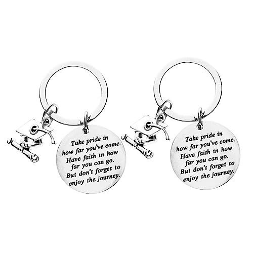 BESTYASH 2pcs Graduation Edelstahl Schlüsselanhänger Inspirational Design Schlüsselringe Anhänger Graduation Hut Schlüsselhalter Handwerk Ornamente von BESTYASH