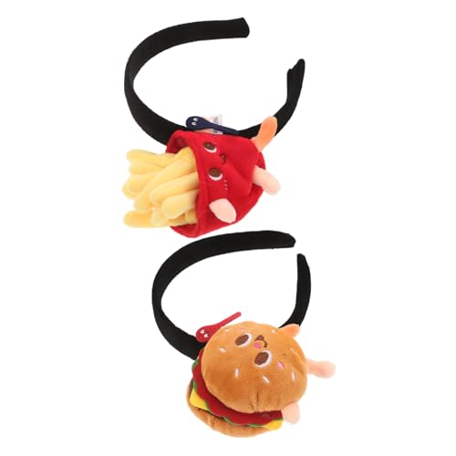 BESTYASH 2stücke Pack Cartoon Burger Stirnband Cosplay Pommes Frites Stirnband Lustige Stirnbänder Cosplay Pommes Frites von BESTYASH