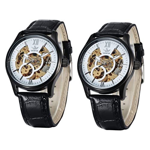 BESTYASH 2st Automatische Mechanische Uhr Mann Herrenarmbanduhr Automatische Armbanduhr Mechanische Herrenuhr Junge Uhr Ausgehöhlte Uhr Weiß Komplett Automatisch Mechanische Uhren von BESTYASH