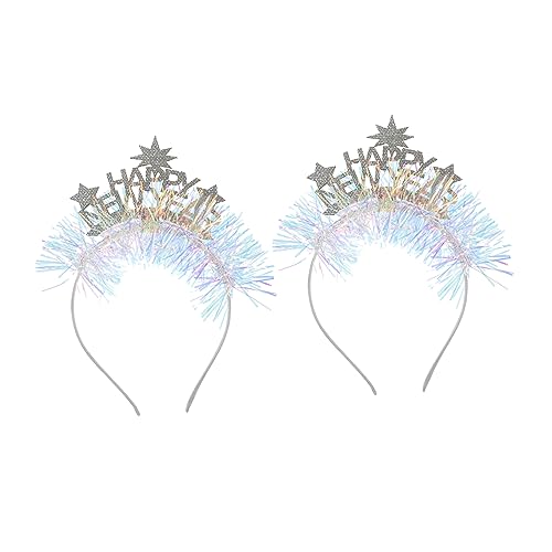 BESTYASH 2st Neues Jahr Stirnband Make-up-haarband Party-kopfbedeckung Haardekoration Strumpffüller Zartes Neujahrsstirnband Strass-quasten-haarspange Hut Aufleuchten Kopftuch Filzstoff von BESTYASH