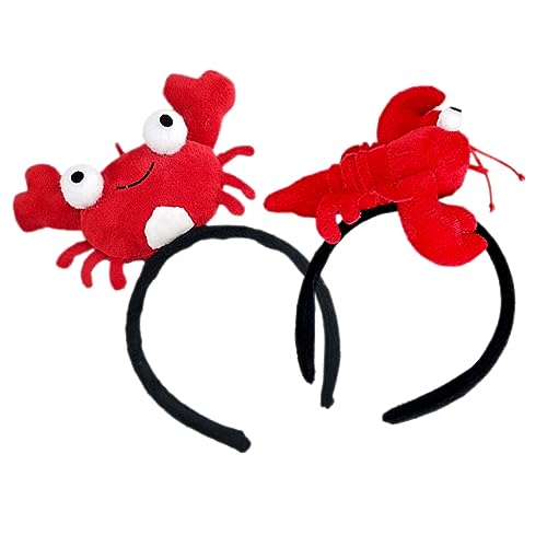 BESTYASH 2st Party-kopfbedeckung Hummer-party-zubehör Muscheln Aquarium Krabbenhut Langusten Kostümzubehör Hummerhut Fisch-stirnband Stirnbänder Halloween-hummer-stirnband Strand Plüsch Rot von BESTYASH
