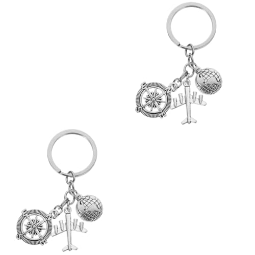 BESTYASH 2st Reise-Stewardess-Flugzeug-schlüsselanhänger Schlüsselanhänger Kompass Schlüsselanhänger Reise-denkmal-schlüsselanhänger Reise-schlüsselanhänger Ebene Legierung Silver von BESTYASH