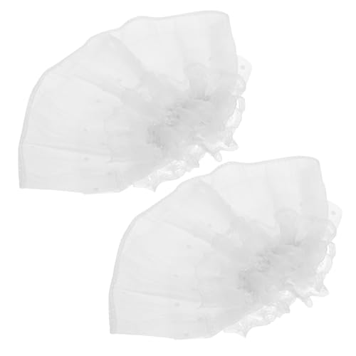 BESTYASH 2st Trompeten-fake-ärmel Spitzenhandschuhe Damen Gefälschte Handschellen Plissiertes Hemd Mit Manschetten Clown-kragen Abnehmbare Manschette Abnehmbare Kleidungsärmel Nylon Weiß von BESTYASH