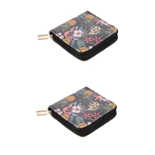 BESTYASH 2stücke Dekorativer Kleiner Geldbeutel Für Damen Kompakte Pu-Zipper Geldbörse Im Blumenmuster Für Karten Münzen Und Für Alltag Und Reisen von BESTYASH