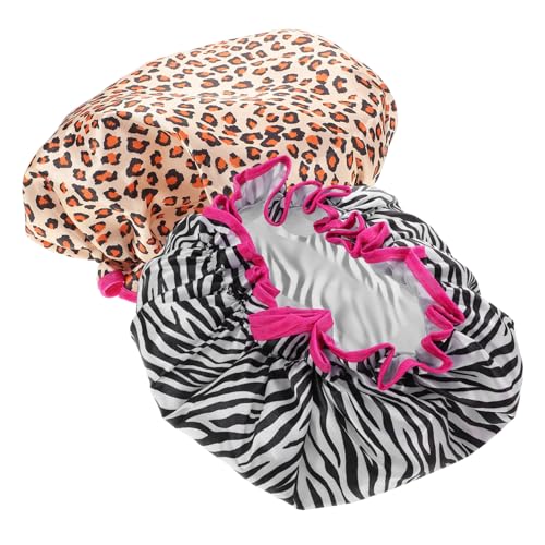 BESTYASH 2stücke Doppelte Wasserdichte Schichten Badehauben Für Damen Wiederverwendbare Elastische Duschhauben Mit Haarschutzkappen Extra Große Tragbare Badehüte Für Duschen von BESTYASH