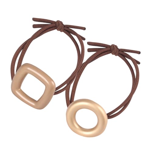 BESTYASH 2stücke Elastisches Haarband Mit Schleife Junge Mädchen Haarseil Aus Legierung Haargummi Für Mädchen Haarringe Unregelmäßige Form Kaffee Farbe Quadratisch Und Rund von BESTYASH