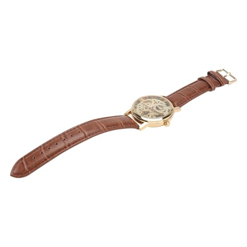 BESTYASH 2stücke Herren Mechanische Armbanduhr Mit Pu Band Automatisches Skelett Design Edelstahl-gehäuse Und Braun Präzise Bewegung Für Alltag Und Besondere Anlässe von BESTYASH