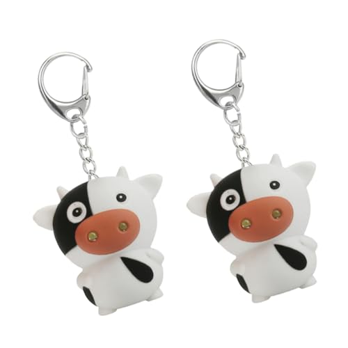 BESTYASH 2stücke Kuh Design Schlüsselring Led Leuchtender Schlüsselanhänger Sound Schlüsseldekorations Anhänger Kreativer Schlüsselhalter Glühender Schlüsselornament Handwerk von BESTYASH