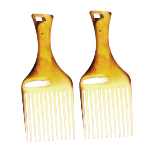 BESTYASH 2stücke Kunststoff Lockenkamm Mit Breiten Zähnen Für Afro-haare Haarstyling-tool Zum Entwirren Von Dickem Und Lockigem Haar Bernsteinfarben Frauen von BESTYASH