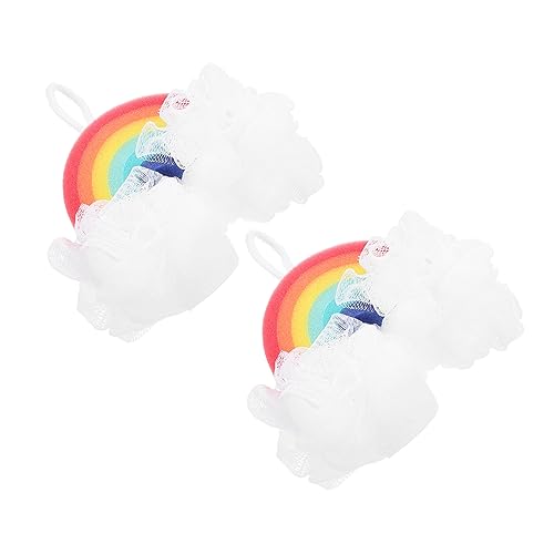 BESTYASH 2stücke Regenbogen-badekugeln Badeblumen Schaumbildende Hautschrubber Hautpeeling-badekugeln Für Entspannendes Bad Langlebige Badetücher Aus Hochwertigem Schwammmaterial von BESTYASH