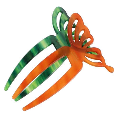 BESTYASH 2stücke Retro Schmetterling Haarnadel Mit Zwei Spitzen Haarspangen U-förmige Haarnadel Für Frauen Mädchen Aus Pvc Kopfschmuck Accessoire Für Chignon Dutt Frisur von BESTYASH