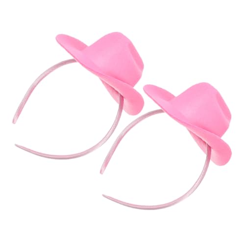 BESTYASH 2stücke Rosa Cowgirlhut Stirnband Western-haarreif Mini-cowboyhut Für Mädchen Und Frauen Party-zubehör Kopfbedeckung Für Geburtstagsfeiern Und Kostüme von BESTYASH