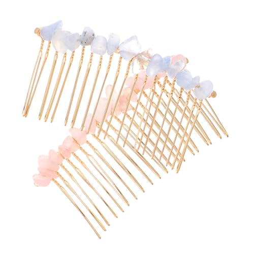 BESTYASH 2stücke Teilige Metall-haarkämme Mit Stein-design Seitenkämme Für Damen Hochzeits-accessoires Frisuren-kämme Langlebiges Material Vielseitige Haardekorationen Zähne von BESTYASH