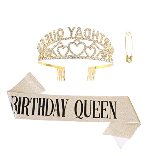 BESTYASH 2stücke Teiliges Krone Und Schärpe Für Geburtstagsfeiern Mädchen Queen Geburtstag Dekoration Mit Glitzer Und Rhinestones Einstellbare Schärpe Für Besondere Anlässe von BESTYASH