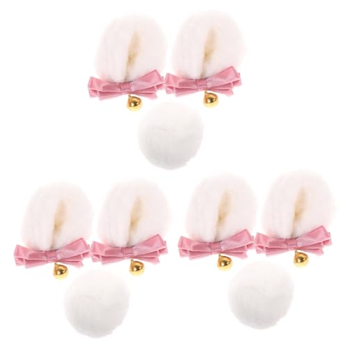 BESTYASH Bären Ohren 3 Sätze Bär Ohr Haarspange Bärenohren Und Bärenstirnband Haarreif Mit Pelzigen Bärenohren Plüsch Stirnband Mit Bärenohren Haarspangen Tragen Party-kopfbedeckung Weiß Stoff von BESTYASH