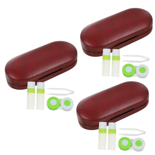 BESTYASH 3 Sätze Brillenetui Objektive Gläser Brillentrage-Organizer Brillenbehälter Hartschalenetui für Sonnenbrillen Kleinweiserfall Hartschalenetui für Brillen feines Vlies rot von BESTYASH