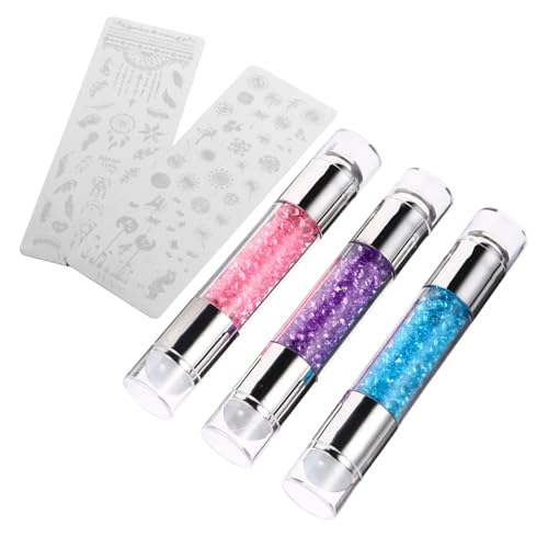 BESTYASH 3 Sätze Doppelkopf Silikon Nagel Stempel Nail Art Stamping Werkzeug Langlebig DIY Maniküre Zubehör für Individuelles Nageldesign und Originelles Nagelstempeln von BESTYASH