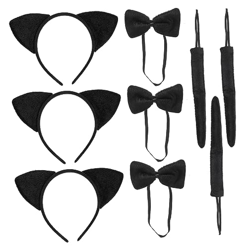 BESTYASH 3sätze Katzenohren Stirnband Mit Set Für Junge Mädchen Tierkostüm Cosplay Requisiten Für Mottopartys Halloween Und Fotoshooting von BESTYASH