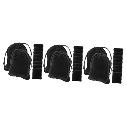 BESTYASH 3 Sätze Schwarzer Samtschmucktasche Kleine Kosmetiktasche Tragbare Tasche Reise-kulturbeutel Toilettenbeutel Beauty-Tasche Toilettenart Bag Make -up -Beutel Flanell 15 Stücke * 3 von BESTYASH